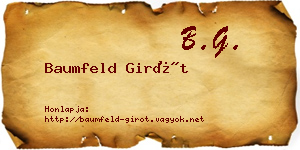 Baumfeld Girót névjegykártya